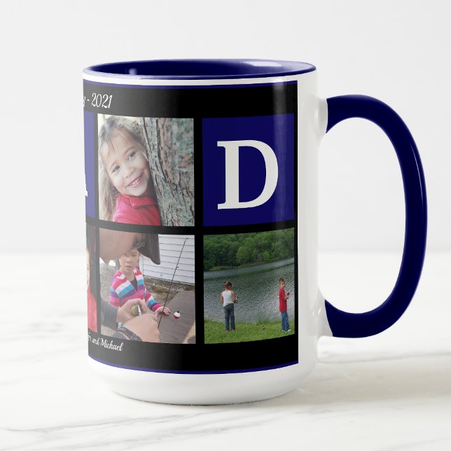 Photo DAD Collage Coffee Father's Day Black Navy Mug (Creator Uploaded)