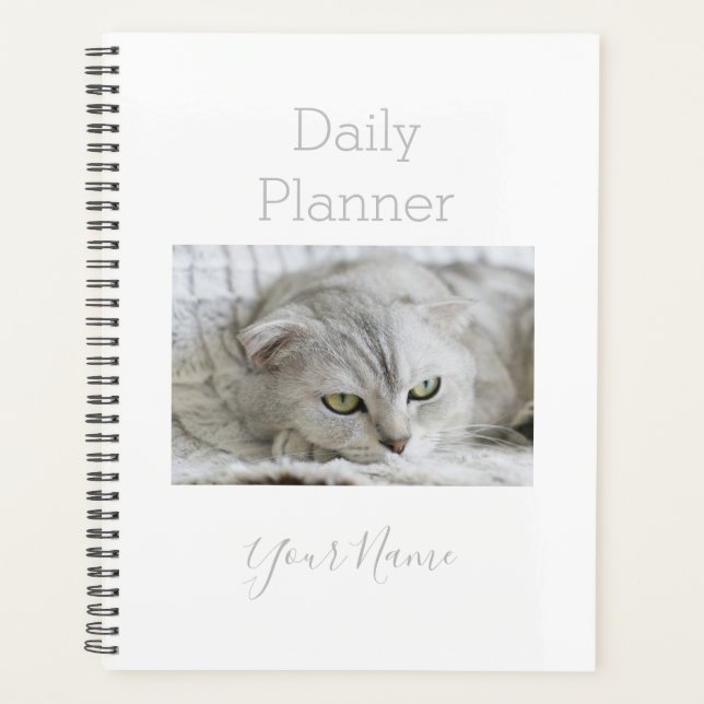 Photo Daily Planner White Cat - HAMbWG (Front)