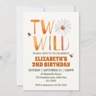 Photo Daisy Two Wild 2ND Birthday Girl Invitation