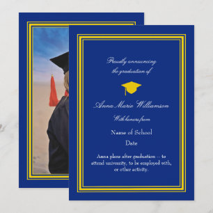 Photo - Dark Blue Proudly Announcing Graduation Card