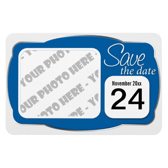 Photo & Date Blue "Save the Date" 4x6 Magnet (Horizontal)