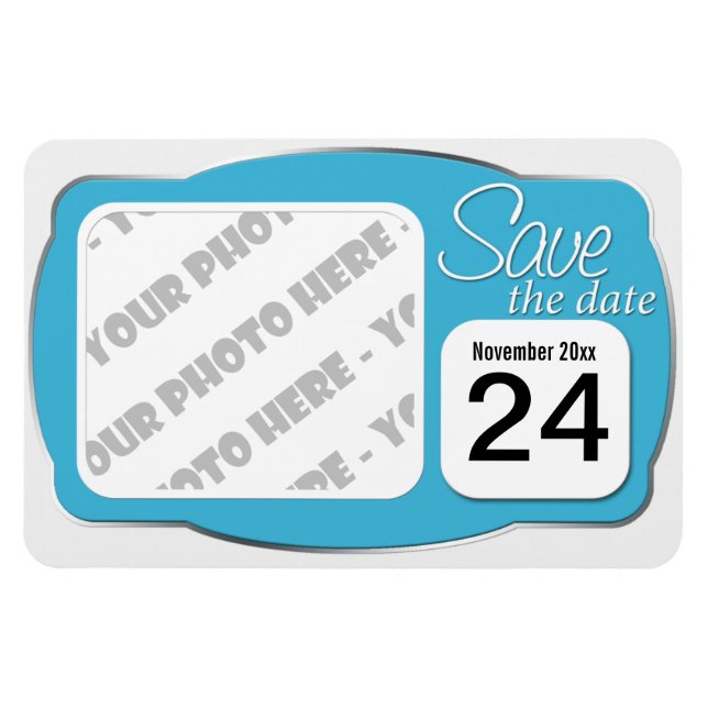 Photo & Date Light Blue "Save the Date" 4x6 Magnet (Horizontal)