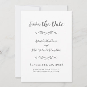 Photo Delicate Script Romantic Calligraphy Grey Save The Date