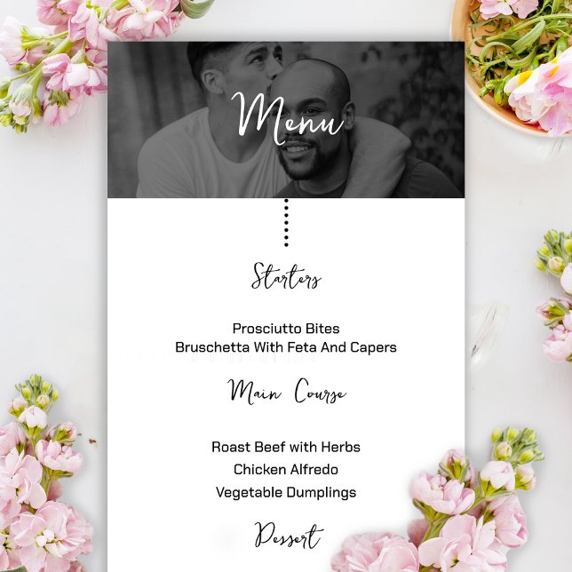 Photo Destination Boarding Pass Wedding Menu (Boarding Pass Black and White Wedding Menu)