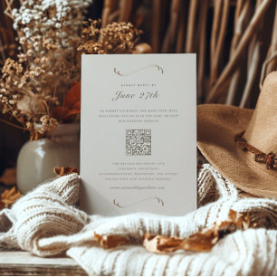 Photo/Details Fall Ivory & Ash Wedding RSVP Card