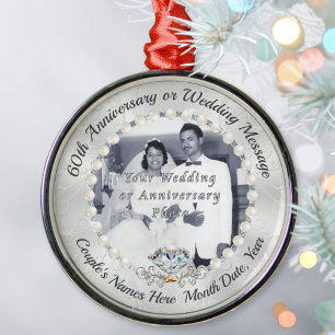 PHOTO Diamond, 60th Wedding Anniversary Ornaments