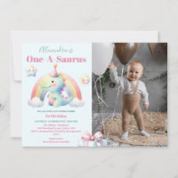 Photo Dinosaur 1st Birthday Colourful Cute