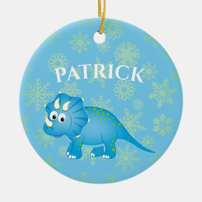 Photo Dinosaur Cute Blue Kids Ceramic Tree Decoration (Front)