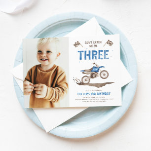 Photo Dirt Bike Third Birthday Invitation