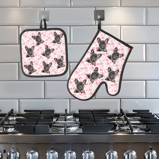 Photo Dog Cat Custom Face Portrait  Oven Mitt & Pot Holder Set (Creator Uploaded)