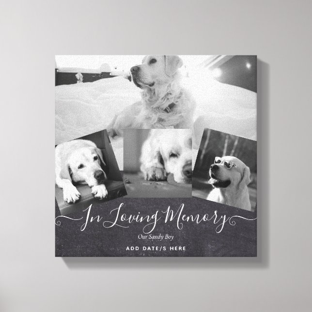 PHOTO Dog Memorial Gift- Pet Loss Keepsake Collage Canvas Print (Front)