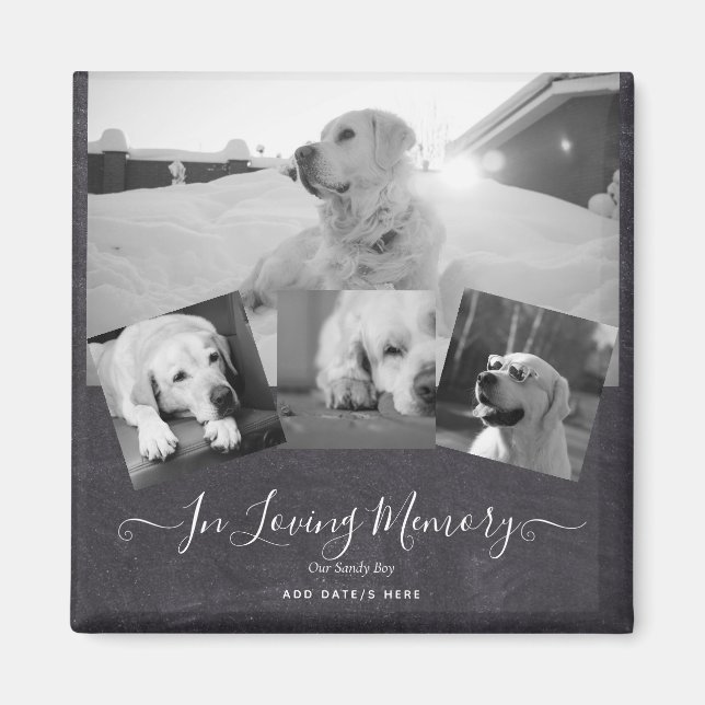 PHOTO Dog Memorial Gift- Pet Loss Keepsake Collage Magnet (Front)