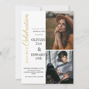 Photo Double Celebration Birthday Party Invitation