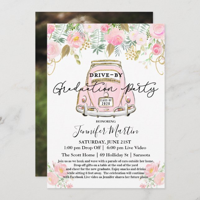 PHOTO - Drive By Graduation Party Virtual Invitation (Front/Back)