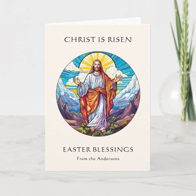 Photo Easter Blessings Religious Jesus  Holiday Card (Front)