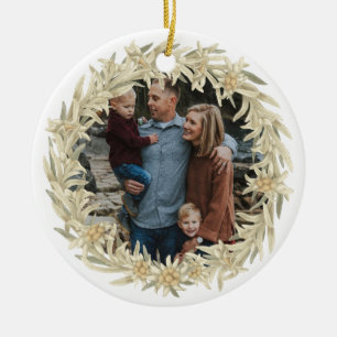 Photo Edelweiss Alpine Floral Wreath Ceramic Tree Decoration