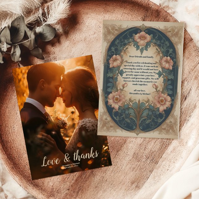 Photo Elegant Arch Art Nouveau Wedding Thank You Card (Creator Uploaded)