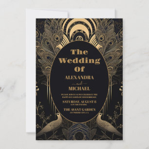 Photo Elegant Art Deco Peacocks Wedding Invitation