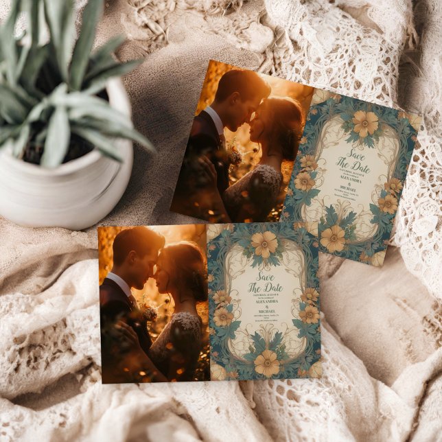 Photo Elegant Art Nouveau Floral Wedding  Save The Date (Creator Uploaded)