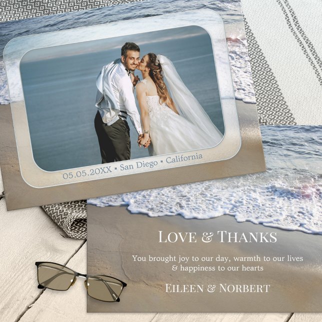 Photo Elegant Beach Wedding Thank You Card (Creator Uploaded)