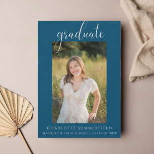 Photo Elegant Blue Graduation Party Invitation