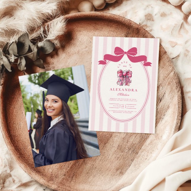 Photo Elegant Bow Coquette Nursing School Graduate Invitation (Creator Uploaded)