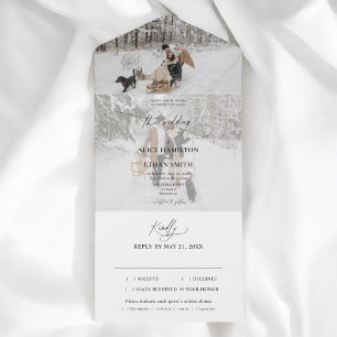 Photo Elegant Calligraphy Minimalist Wedding All In One Invitation