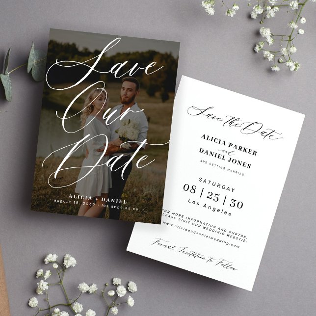 Photo elegant calligraphy script modern wedding save the date (Creator Uploaded)