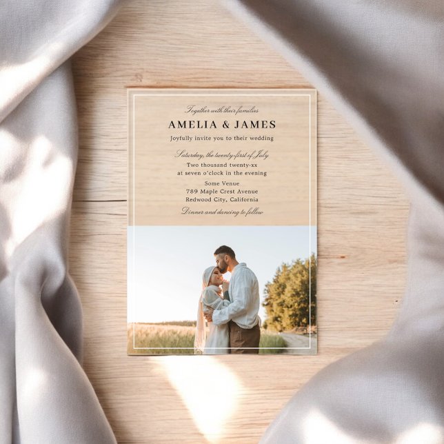 Photo Elegant Calligraphy Wedding Acrylic Invitations (Creator Uploaded)