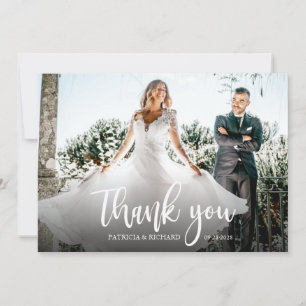 Photo Elegant Calligraphy Wedding Thank You Card