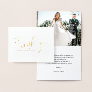 Photo Elegant Calligraphy Wedding Thank You Foil Card