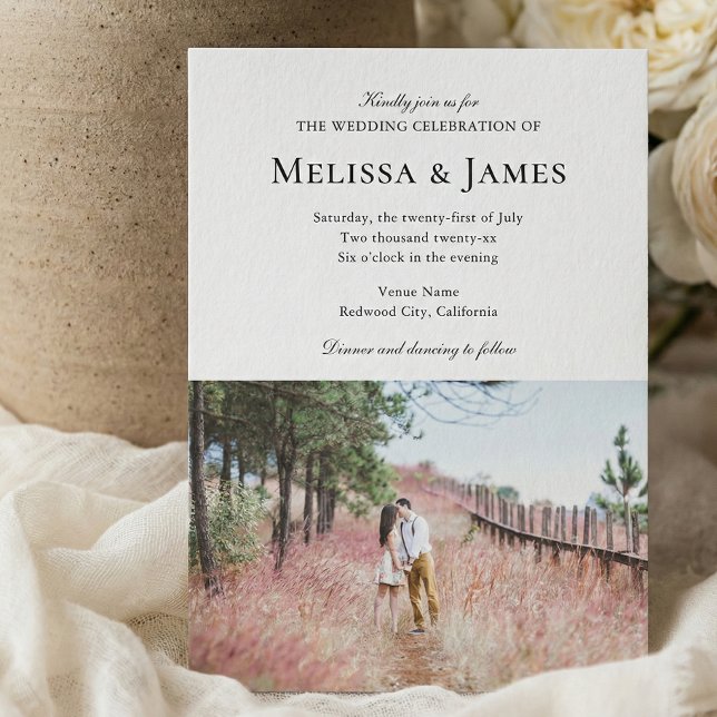 Photo Elegant Classic Calligraphy White Invitation (Creator Uploaded)