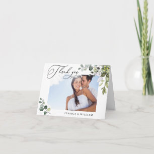 PHOTO Elegant Eucalyptus Greenery Wedding Thank You Card