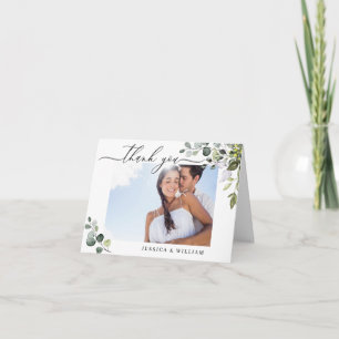 PHOTO Elegant Eucalyptus Greenery Wedding Thank You Card