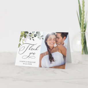 PHOTO Elegant Eucalyptus Greenery Wedding Thank You Card