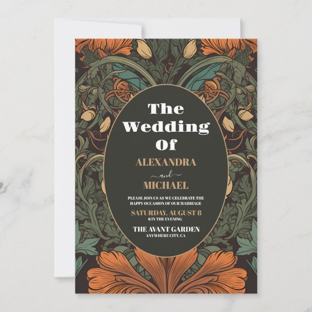 Photo Elegant Floral Art Nouveau Wedding Invitation (Front)