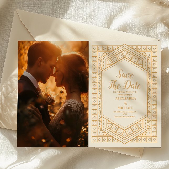 Photo Elegant Geometric Art Deco Wedding  Save The Date (Creator Uploaded)