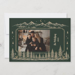 Photo Elegant Gold Christmas Tree Forest Holiday Card
