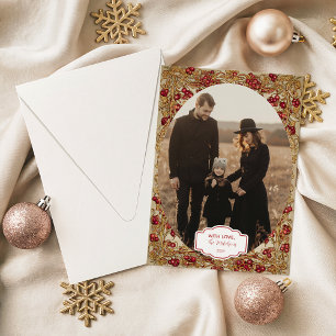 Photo Elegant Gold Leaf Christmas Holiday Card