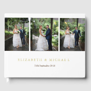 Photo Elegant Modern Gold Coloured Wedding Guest Book