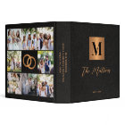 Photo elegant monogram black gold wedding album