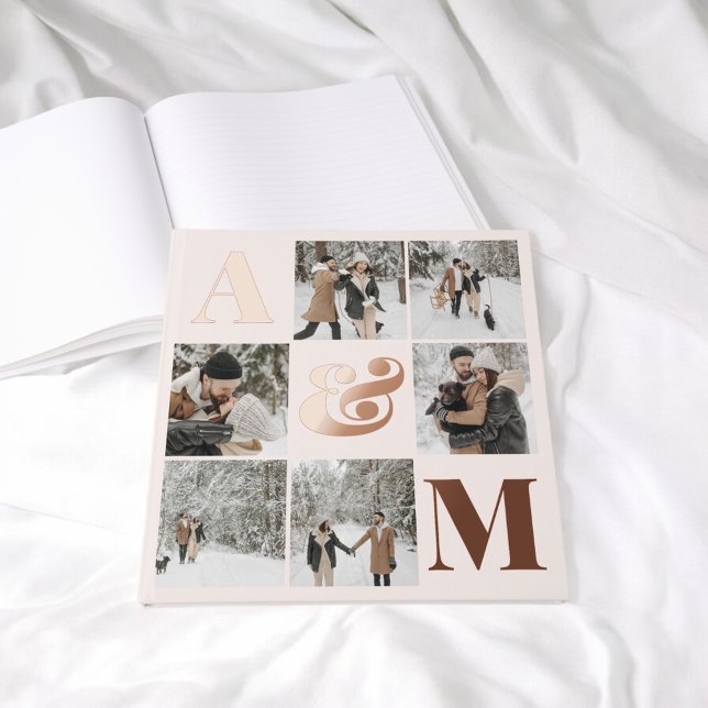 Photo Elegant Monogram Blush Pink Guest Book (Creator Uploaded)