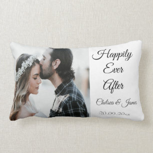 Photo Elegant Monogrammed Happily Ever After Lumbar Cushion