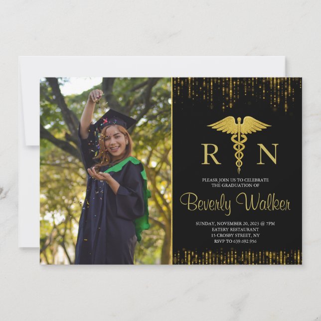 Photo Elegant Nursing School Graduation Invitation (Front)