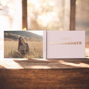 Photo Elegant Pink Birthday Quinceanera Guest Book