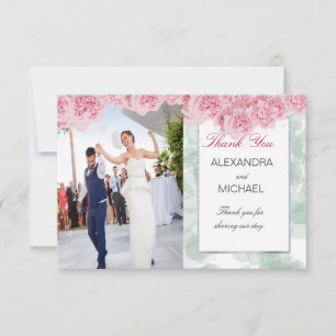 Photo Elegant Pink Wedding Thank You Postcard