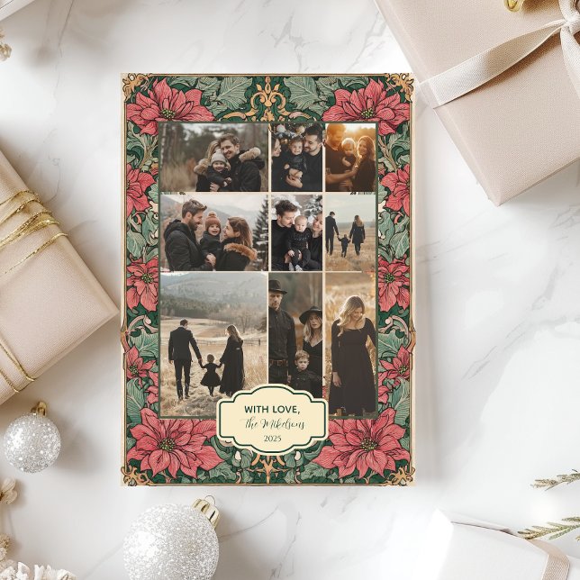 Photo Elegant Poinsettia Christmas Holiday Card (Creator Uploaded)