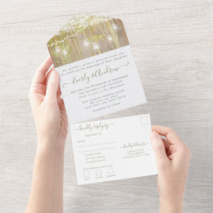 Photo Elegant Rustic Forest Grove Mason Jar All In One Invitation