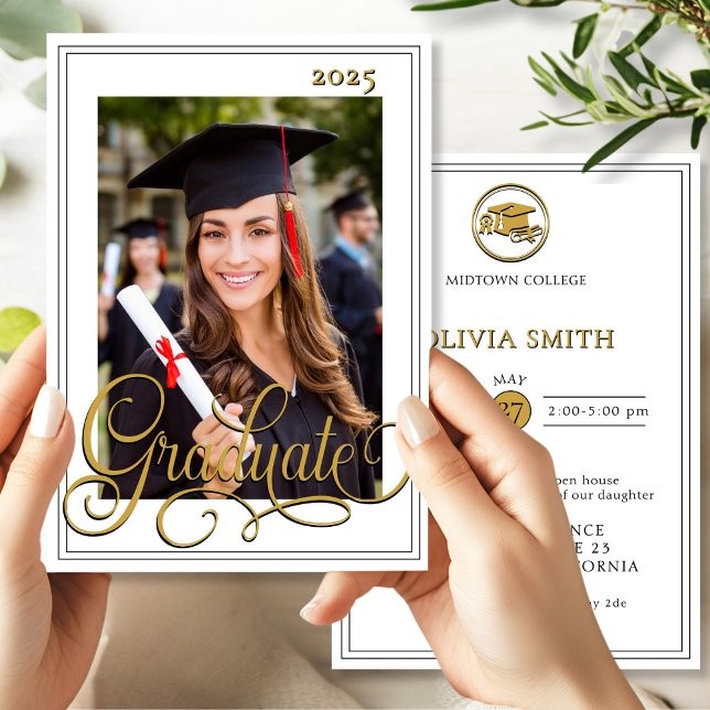 Photo Elegant Script Graduate Open House Invitation (Creator Uploaded)