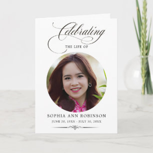 Photo Elegant Script Memorial Remembrance Program  Card